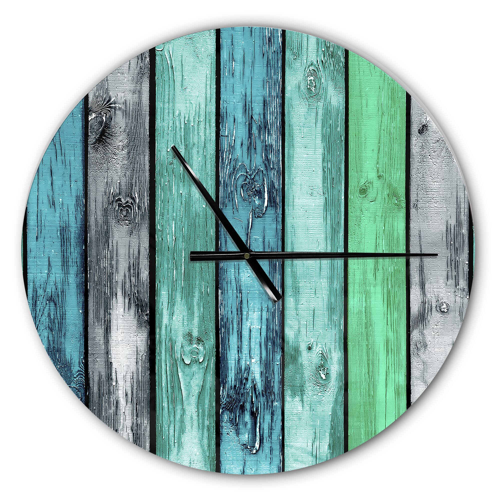 Designart Painted Wooden Planks Wall Clock